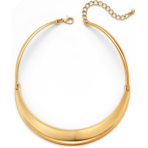 Women's Chunky Gold Choker Collar Necklace Trendy Adjustable Statement Jewelry - Picture 1 of 5